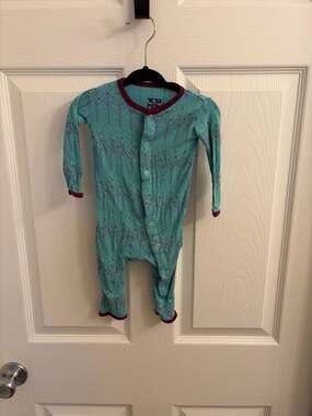 KicKee Pants Bamboo Snap Coverall in Glacier Frosted Birch, 3-6 Months